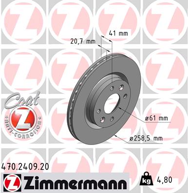 Brake Disc - 470.2409.20 ZIMMERMANN