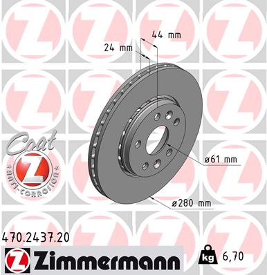Brake Disc - 470.2437.20 ZIMMERMANN