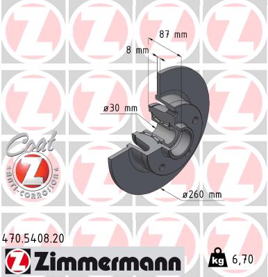stabdžių diskas - 470.5408.20 ZIMMERMANN