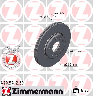 Brake Disc - 470.5412.20 ZIMMERMANN