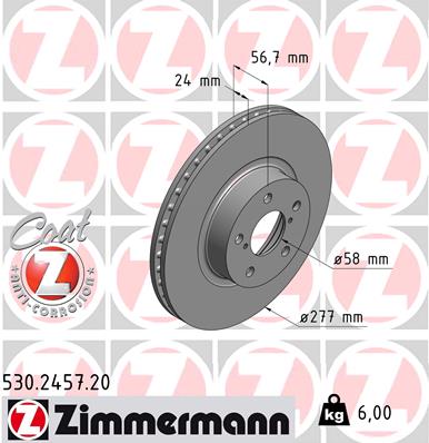 Brake Disc - 530.2457.20 ZIMMERMANN