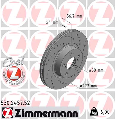 Тормозной диск - 530.2457.52 ZIMMERMANN