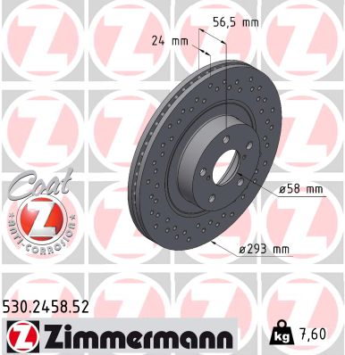 Brake Disc - 530.2458.52 ZIMMERMANN