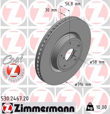 Brake Disc - 530.2467.20 ZIMMERMANN