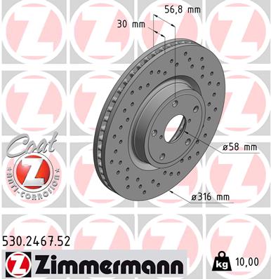 Brake Disc - 530.2467.52 ZIMMERMANN