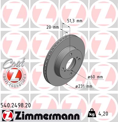 Brake Disc - 540.2498.20 ZIMMERMANN