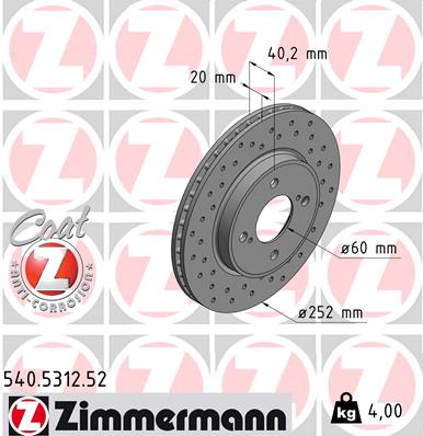 Brake Disc - 540.5312.52 ZIMMERMANN