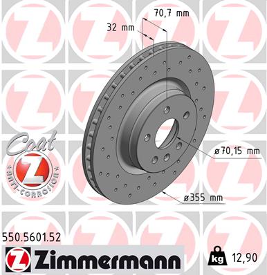 Brake Disc - 550.5601.52 ZIMMERMANN
