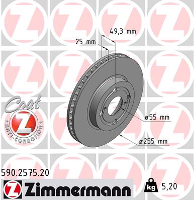 Brake Disc - 590.2575.20 ZIMMERMANN