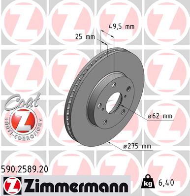 Brake Disc - 590.2589.20 ZIMMERMANN