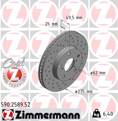 Brake Disc - 590.2589.52 ZIMMERMANN
