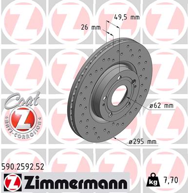 Brake Disc - 590.2592.52 ZIMMERMANN