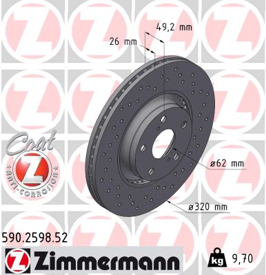 Brake Disc - 590.2598.52 ZIMMERMANN