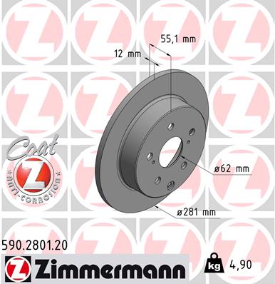 Brake Disc - 590.2801.20 ZIMMERMANN