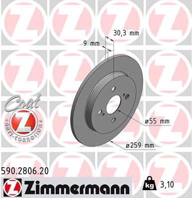 Brake Disc - 590.2806.20 ZIMMERMANN
