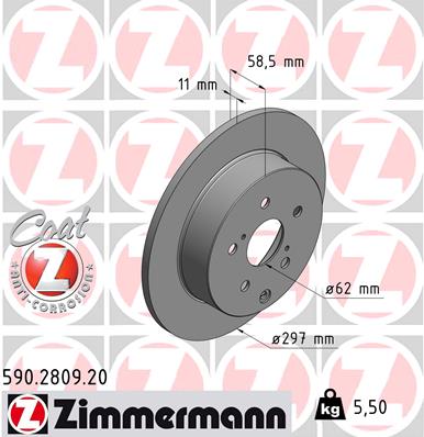 Brake Disc - 590.2809.20 ZIMMERMANN