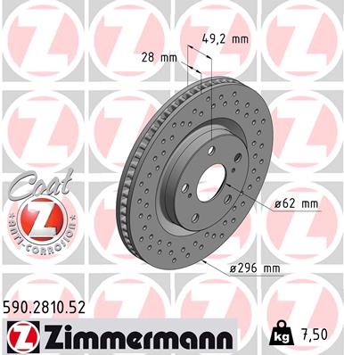 Brake Disc - 590.2810.52 ZIMMERMANN