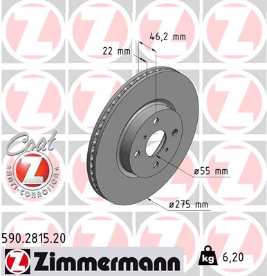 Brake Disc - 590.2815.20 ZIMMERMANN