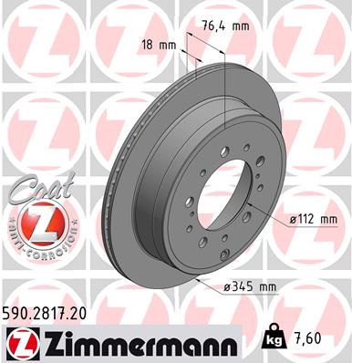 Brake Disc - 590.2817.20 ZIMMERMANN