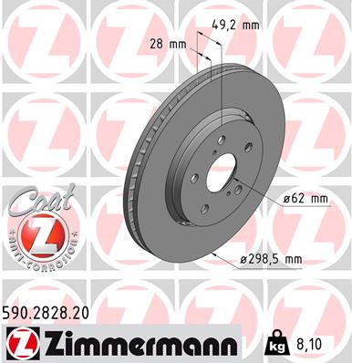Brake Disc - 590.2828.20 ZIMMERMANN