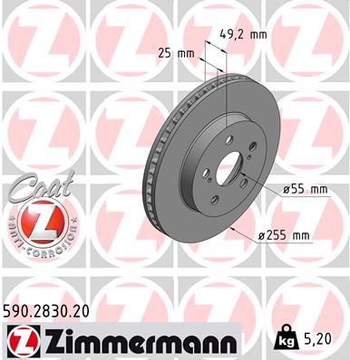 Brake Disc - 590.2830.20 ZIMMERMANN