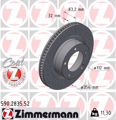 Brake Disc - 590.2835.52 ZIMMERMANN