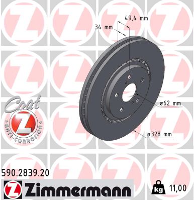 Brake Disc - 590.2839.20 ZIMMERMANN