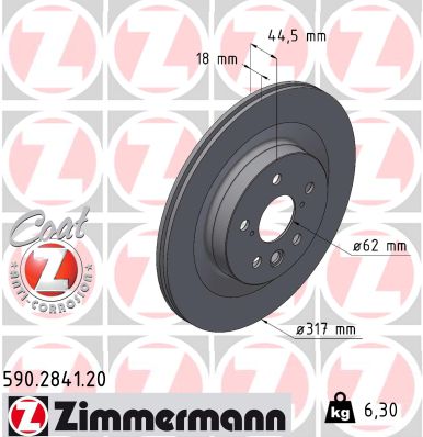 Brake Disc - 590.2841.20 ZIMMERMANN