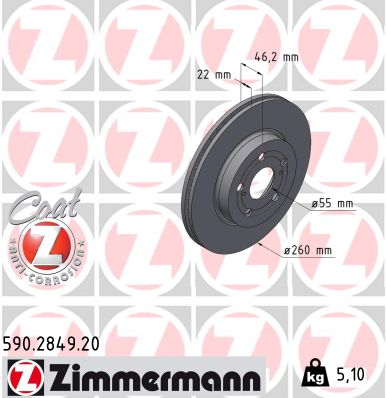 Brake Disc - 590.2849.20 ZIMMERMANN