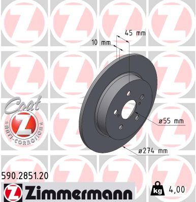 Brake Disc - 590.2851.20 ZIMMERMANN