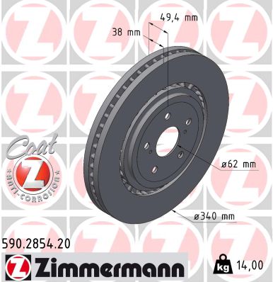 Brake Disc - 590.2854.20 ZIMMERMANN
