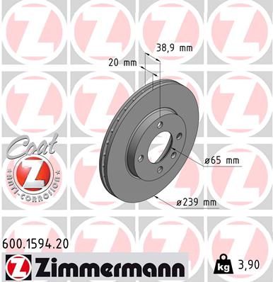 Brake Disc - 600.1594.20 ZIMMERMANN