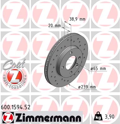 Brake Disc - 600.1594.52 ZIMMERMANN