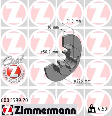 Brake Disc - 600.1599.20 ZIMMERMANN