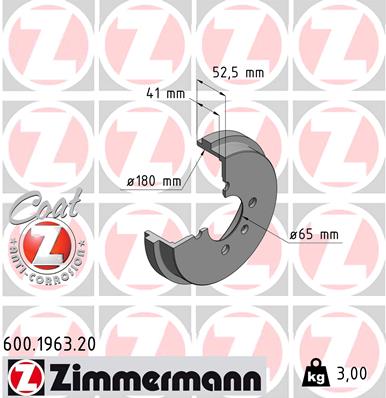 Brake Drum - 600.1963.20 ZIMMERMANN