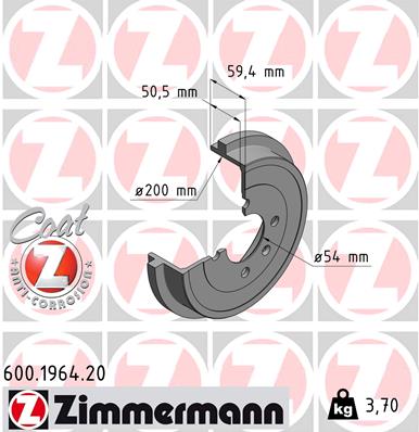 Brake Drum - 600.1964.20 ZIMMERMANN