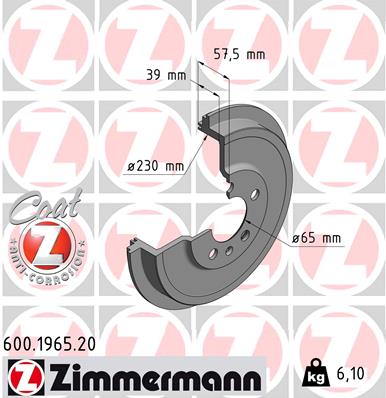 Brake Drum - 600.1965.20 ZIMMERMANN