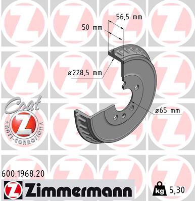 Brake Drum - 600.1968.20 ZIMMERMANN