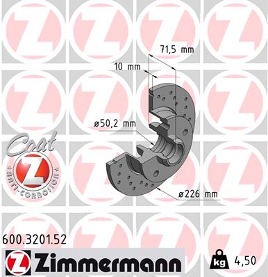 Brake Disc - 600.3201.52 ZIMMERMANN