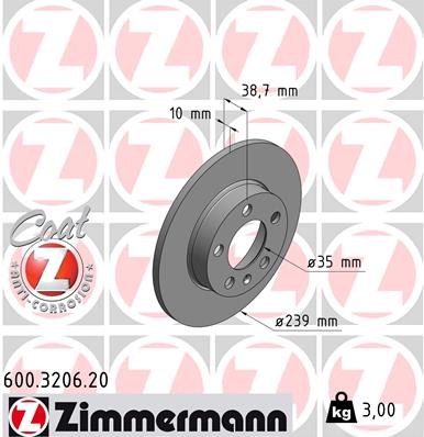 Brake Disc - 600.3206.20 ZIMMERMANN