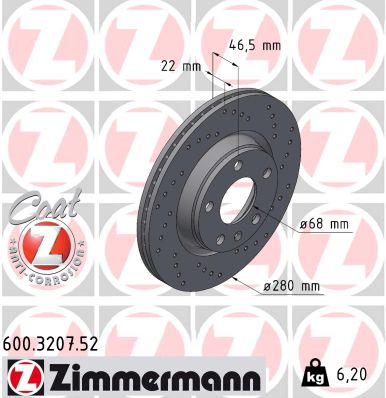 Brake Disc - 600.3207.52 ZIMMERMANN