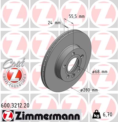 Brake Disc - 600.3212.20 ZIMMERMANN