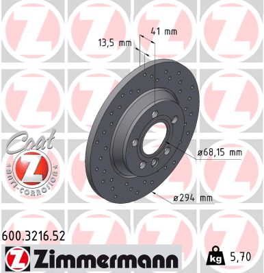 Brake Disc - 600.3216.52 ZIMMERMANN
