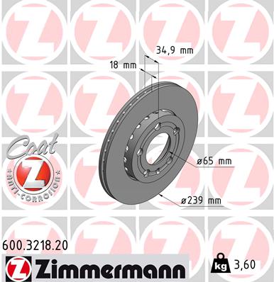 Brake Disc - 600.3218.20 ZIMMERMANN