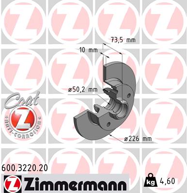 Brake Disc - 600.3220.20 ZIMMERMANN
