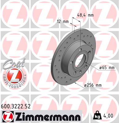 Brake Disc - 600.3222.52 ZIMMERMANN