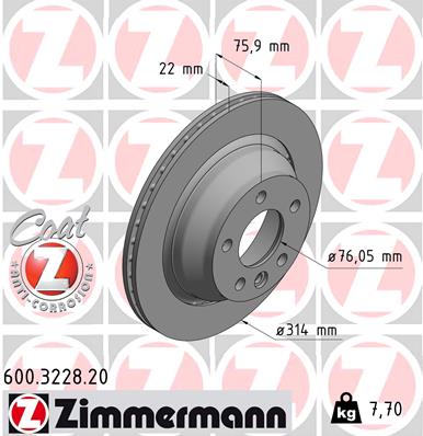 Brake Disc - 600.3228.20 ZIMMERMANN