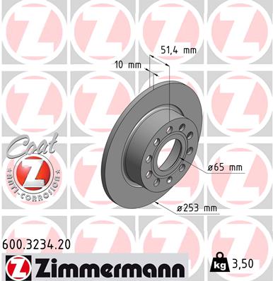 Brake Disc - 600.3234.20 ZIMMERMANN