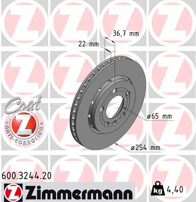 Brake Disc - 600.3244.20 ZIMMERMANN