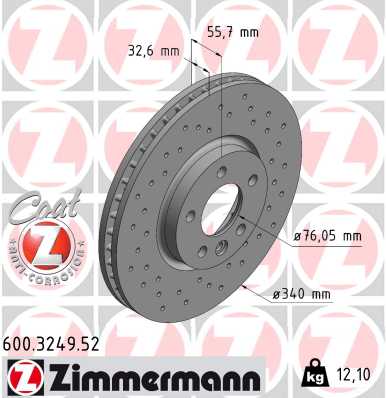 Brake Disc - 600.3249.52 ZIMMERMANN